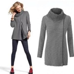 Cabi Fergie Drape Split cotton Sweater herringbone
